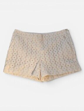 Kenar High-Waist Eyelet Lace Shorts in Cream